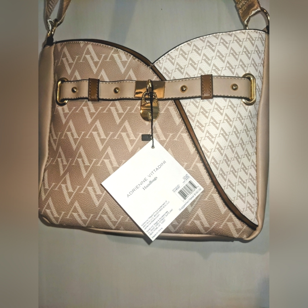 Adrienne Vittadini‎ Tan and Cream Hobo Bag